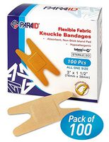 Flexible Fabric Bandages - Flex Fabric Adhesive Bandages Knuckle Bandages for Finger Care and to Protect Wounds from Infection - (100 Count Box)