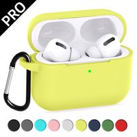 UHKZ Compatiable with AirPods Pro 2019 Case[Visible Front LED], Protective Soft Slim Silicone Case with Keychain Accesssories for AirPods Pro Charging Case [2019 Release],Yellow