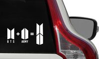 BTS Army New Logo Equation Text Version Car Die Cut Vinyl Decal Bumper Sticker for Car Truck Auto Windshield Wall Window Ipad Tablet MacBook Laptop Computer Home Custom and More (White)