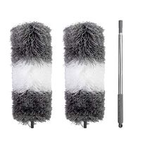 Extendable Feather Duster, Bendable Microfiber Stainless Steel Extra Long Telescopic Dusters, Easy to Absorb Dust Anti Static,for Cleaning High Ceiling Fans, Blinds, Cobweb, Cars,Grey,Section A