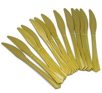 Christmas 50 Gold Plastic Knives, Elegant and Disposable Shiny Gold-Look Flatware. Includes 50 Gold Knives.