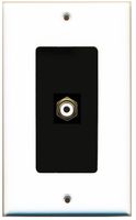 RiteAV - 1 RCA White for Subwoofer Audio Port Wall Plate Decorative - White & Black - Bracket Included