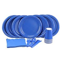 Royal Blue Party Set Includes Dinner Plates, Cutlery, Napkins, Tablecloth and Cups