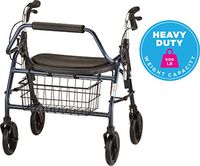 NOVA Mighty Mack Heavy Duty Rollator Walker 500 lb Weight Capacity, Blue