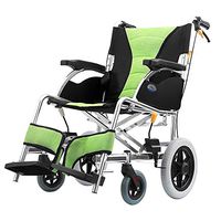 FLYSXP Wheelchair Folding Portable Travel Chair Thick Aluminum Alloy Elderly Disabled Unicycle Wheelchair Green Comfortable Lightweight Transport Wheelchair