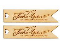 Summer-Ray 50 Wooden Pennant Flag Thank You for Sharing Our Special Day Engraved Favor Tags Wedding Baby Shower Bridal Shower