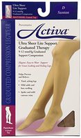 Activa Ultra Sheer 9-12 mmHg Panty Hose with Control Top, Suntan, Size D