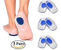 FocusOn Gel Heel Cups Plantar Fasciitis Inserts - Silicone Heel Cup Pads for Heel Pain, Bone Spur & Achilles Pain, Gel Heel Cushions and Cups, Pad & Shock Absorbing Support, 3 Pairs