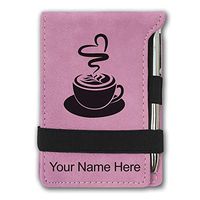 Mini Notepad, Cup of Coffee, Personalized Engraving Included (Pink)