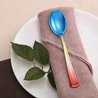 Efavormart 24 Pack Disposable Plastic Spoons | 7"| Rainbow | BPA Free | Ombre Design