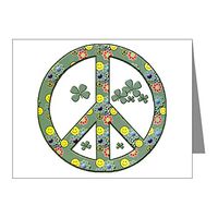 Note Cards (10 Pack) Peace Symbol Sign Irish Shamrocks