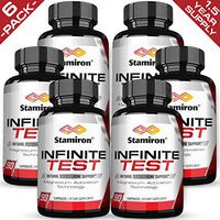 (6-Pack) Stamiron Infinite Test Natural Testosterone & Nitric Oxide Boost for Men for Building Lean Muscle Mass, Strength, Endurance, and Natural Energy Premium Test Boost 90 Capsules