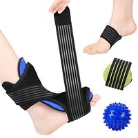Plantar Fasciitis Night Splint Foot Drop Orthotic Support Brace Kits Adjustable Elastic Strap +1 Pair Arch Supports +Spiky Massage Ball for Relieve Plantar Fasciitis Pain