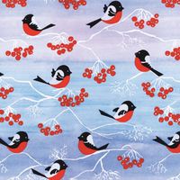 ScandinavianShoppe Christmas Wrapping Paper - Domherre Birds
