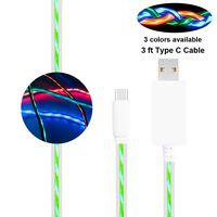 Led Type C Charger, BUSOH USB C Charging Cable, 3 Feet Flowing Led Fast Charging Cord for Samsung S10/S9/S8/Plus Note 10/9/8 Huawei Android Phone and USB C Device (Flowing Green)