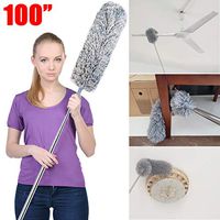 100" Extra Long Microfiber Duster with Bendable Head and Extension Pole, Lint Free Duster for Cleaning Ceiling Fan, Roof, Blinds, Cobwebs