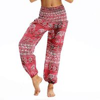 CCatyam Yoga Pants for Women, Wide Leg Trousers Print Beach Loose Sexy Casual Travel Fashion Wine