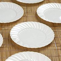 Efavormart 60 Pcs - Ivory 6" Flaired Round Disposable Plastic Plate Dinner Plates for Wedding Party Banquet Events Decoration