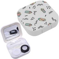 Portable Contact Lens Case Box Travel Kit Mirror + Bottle + Tweezers Container Holder [ Geometric ]