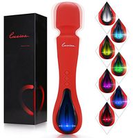 Wand Massager,Personal Massager,Magnetic Rechargeable Wand with LED Light of Seven Colors,10 Modes,Red