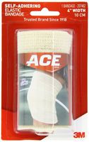 ACE 4 Inch Self-Adhering Elastic Bandage, White, Ideal for Sports, No Clips