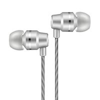 JICS Earphones in Ear Headphones Sweatproof Metal Wired Earbuds Bass Headsets Noise Cancelling with Microphone & Button Control & Volume Control for Running Gym iPhone iPad iPod Android (Silvery)