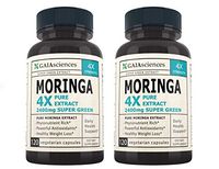 Moringa Oleifera Capsules: 4X Extract Moringa Powder - Super Greens Supplement Powder High Chlorophyll Capsules, Prenatal Dha Breast Feeding Supplements Conception Fertility Prenatal Vitamins Bulk X 2