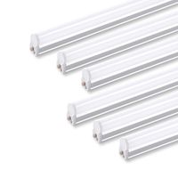 (Pack of 6) Barrina LED T5 Integrated Single Fixture, 4FT, 2200lm, 6500K (Super Bright White), 20W, Utility Shop Light, Ceiling and Under Cabinet Light, Corded electric with built-in ON/OFF switch