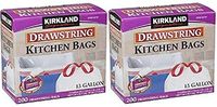 Kirkland Signature Drawstring Kitchen Trash Bags - 13 Gallon - 200Count (Plastic, 2 Pack)