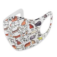YOFFYO Anti-Dust Adjustable Elastic Strap Face Cover for Women Men Kids, Cartoon Cute Short Pussy Cat Reusable Half Face Mouth Cover for Pollen Smog, Running - Anti Pollution
