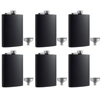 YWQ 6 Pcs 8 oz Matte Black Pocket Liquor Whiskey Hip Flask with Funnel, Stainless Steel and Leak Proof