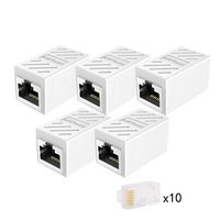 RJ45 Coupler, CAIVOV Ethernet Couple Cat7 Cat6 Cat5e Ethernet Cable Extender Adapter LAN Connector in Line Coupler Female to Female(White-5 Pack)