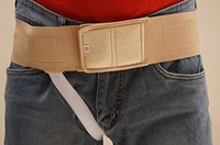 BOLD Single Inguinal Hernia Support Belt - Truss Brace With Pressure Pads Small Biege