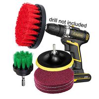 Eagles 4Inch Drill Power Scrubber Pads Cleaning Kits,4pcs Scouring Scrub Pads With Disc Pad Holder And 2pcs Red Drill Cleaning Brush(5inch/2inch)