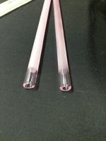 Glass Straws- Set of Two Frosted Drink/stir Straws Your Choice of Color (Pink)