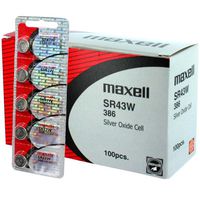 100 pcs Maxell SR43W SG12 SR43 386 Silver Oxide Watch Battery