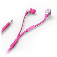 MQbix MQGT26PNK Talking AeroFones Flat Cable Earphones with Mic, Pink