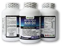 100% Pure Antarctic Krill Oil 1000mg per/Serving with EPA/DHA & Astaxanthin NO Fishy Aftertaste NO Mercury, 360 Softgels (180 Servings)