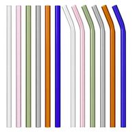 Jumbo Glass Smoothie Straws 8.5" x 10mm with 2 Cleaning Brushes for Milkshakes, Pack of 8 with 2 Cleaning Brush by Quotidian (Multi-Color)