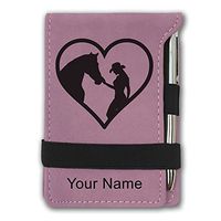 Mini Notepad, Horse Cowgirl Heart, Personalized Engraving Included (Pink)