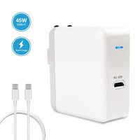 USB C Charger for iPad Pro 2018 12.9, 11, MacBook Pro, MacBook Air, MacBook 12 inch, iPhone, Sam. 45W Thunderbolt 3 Port USB C Power Adapter with USB Type C to USB 3.0 Adapter, 3.3ft USB C-C Cable