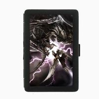 Black Color Metal Cigarette Case Holder Box Dragons Design-005