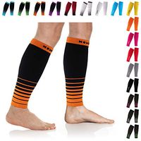 NEWZILL Compression Calf Sleeves (20-30mmHg) for Men & Women - Perfect Option to Our Compression Socks - for Running, Shin Splint, Medical, Travel, Nursing, Cycling (S/M, i-Black/Orange)