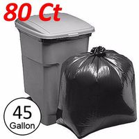 Wideskall 45 Gallong Extra Large Heavy Duty Commercial Kitchen Garbage Trash Bag Black - Pack of 80