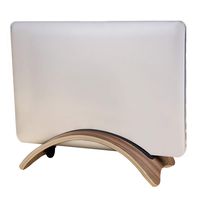 kilofly Arc Universal Adjustable Cushion Walnut Wood Vertical Laptop Desk Stand
