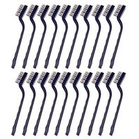 Sunmns 20 Pieces Mini Handle Stainless Steel Wire Bristles Brush Set for Cleaning Welding Slag, Stain and Rust (Silvery)