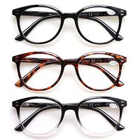 3 Pack Reading Glasses Spring Hinge Stylish Readers Black/Tortoise for Men and Women (3 Mix, 1.75)
