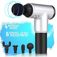 Professional Muscle Massage Gun, Handheld Deep Tissue Massager, Wireless Percussion Muscle Device Relieve Muscle Soreness and Stiffness, Rechargeable Quiet Gun Massage Including 4 Heads(Silver)