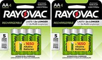 8 Rayovac AA Recharge Rechargeable 1350mAh NiMH Pre-Charged Batteries, (2 x 4 Packs) + Holders