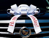CarBowz Big White Car Bow, Happy Birthday Bow, Giant 30" Bow, Non Scratch Magnet, Weather Resistant Vinyl